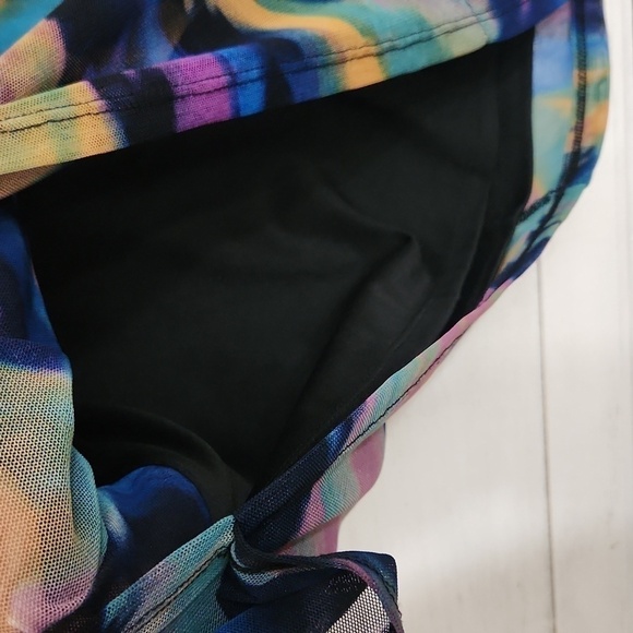 Multicolor Abstract Retro Women's Dress Size 8 Watercolor Unique Vintage - Picture 9 of 12